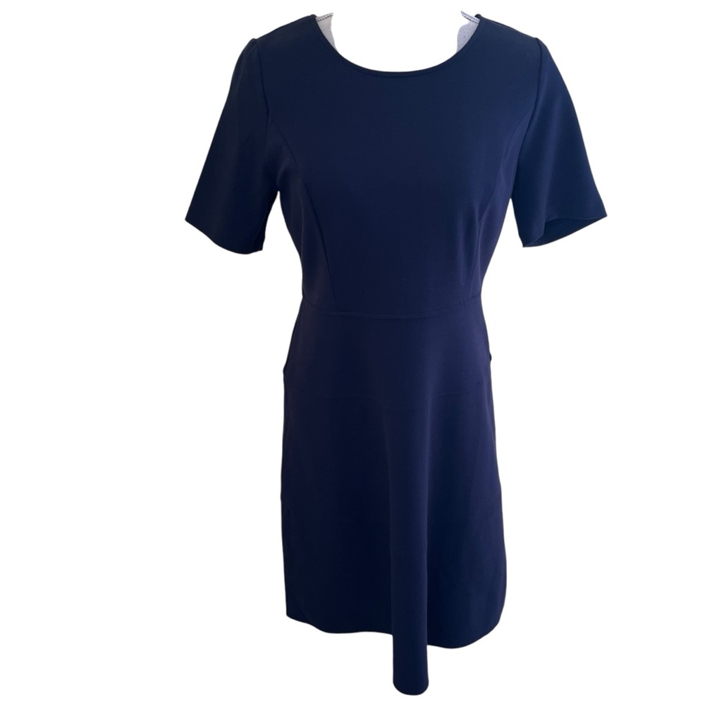 Talbots Navy Blue Ponte Knit Short Sleeve Aline Dress 8P